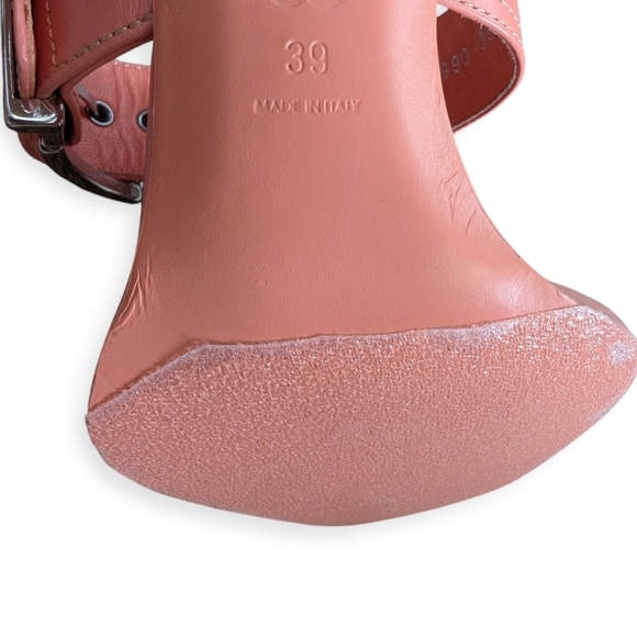 Alexander McQueen Boxcar Si Leather Sandal Mule in Apricot Square Toe Size 9 - Picture 6 of 14